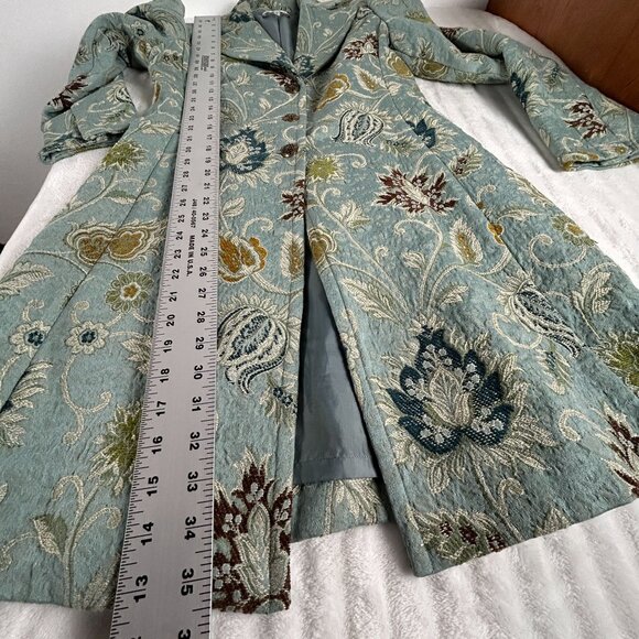 Cabi Womens Guinevere Tapestry Brocade Pea Coat Size 8 Jacquard Floral Blue - Picture 13 of 13